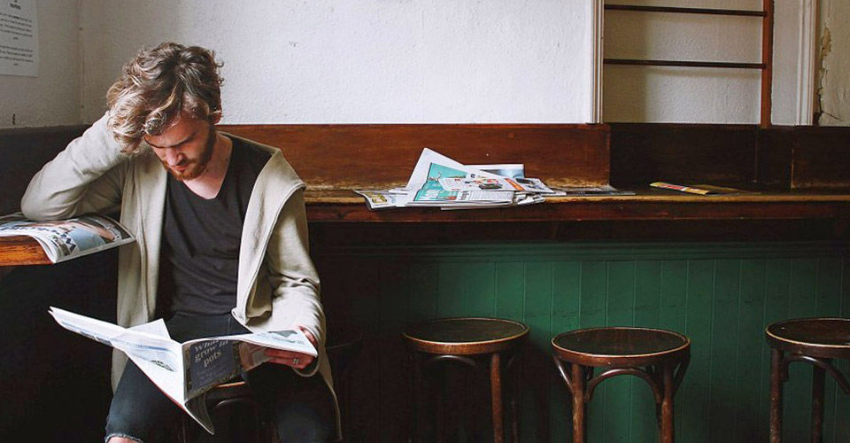 Man reading a newspaper