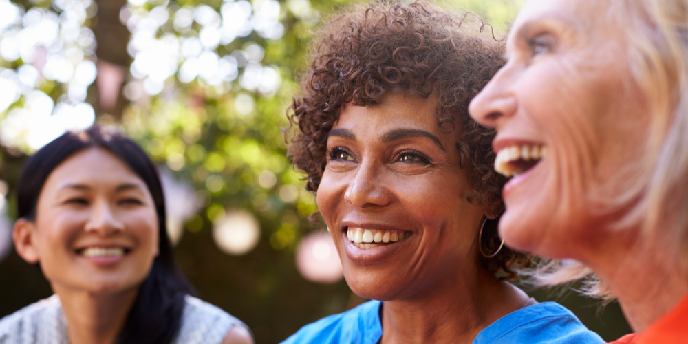 smiling woman with friends